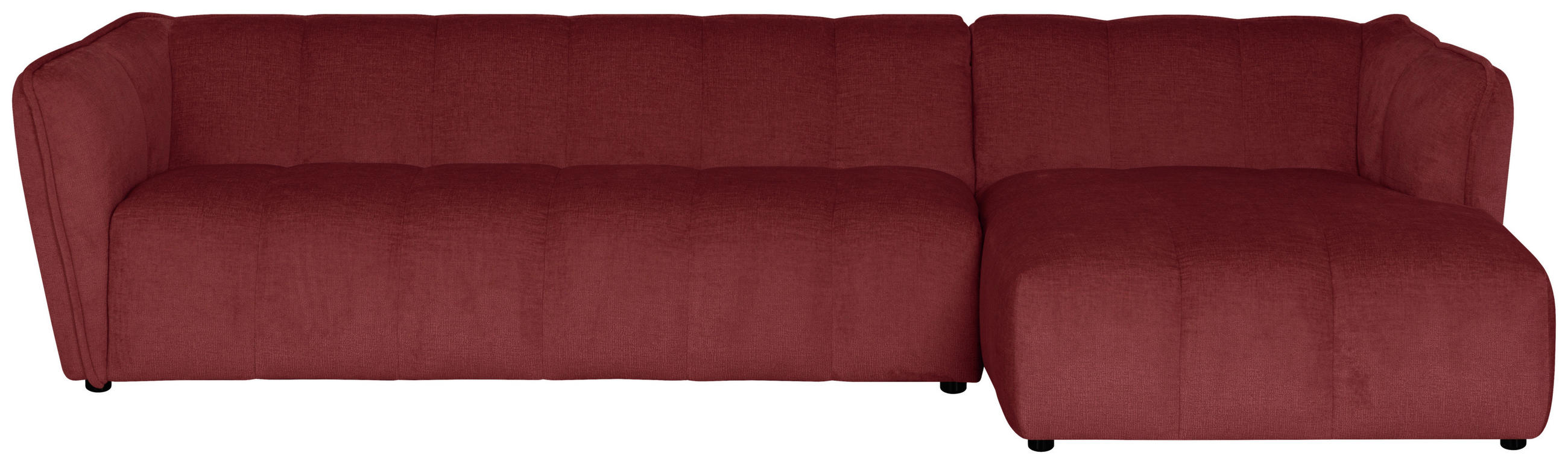 ECKSOFA LIVOLI in Chenille Bordeaux  306/160 cm  - Bordeaux/Schwarz, Design, Textil (306/160cm) - MID.YOU