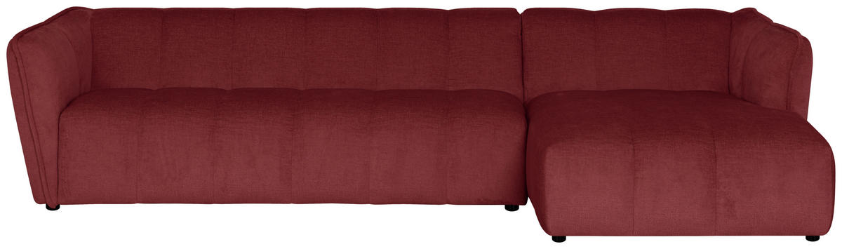 ECKSOFA LIVOLI in Chenille Bordeaux  306/160 cm  - Bordeaux/Schwarz, Design, Textil (306/160cm) - MID.YOU