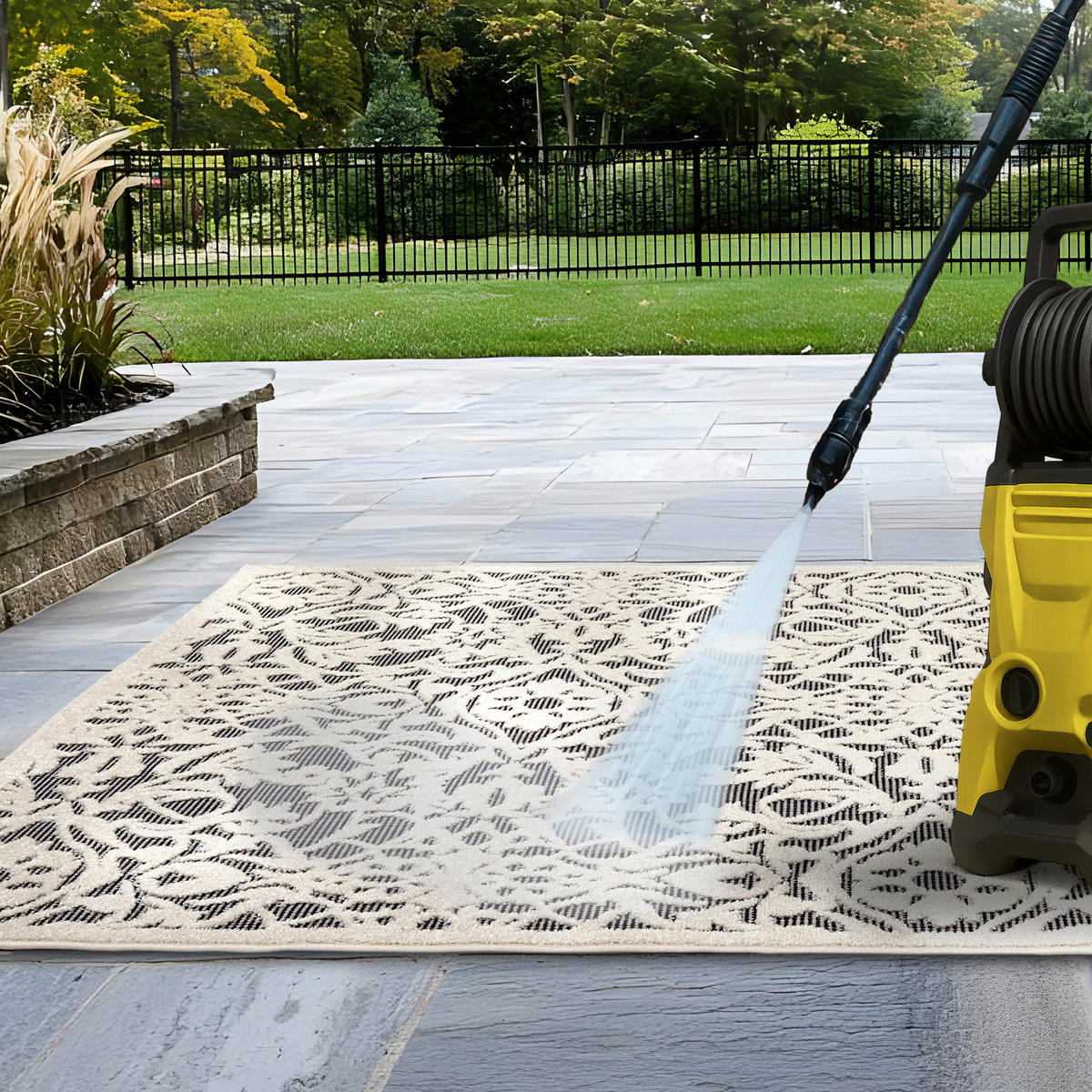 OUTDOORTEPPICH  für Terrasse und Balkon 160/230 cm Serina Grau, Weiß  - Weiß/Grau, Basics, Kunststoff (160/230cm) - Astra