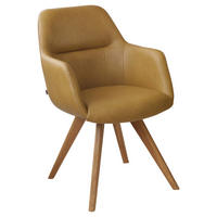 ARMLEHNSTUHL  in Echtleder pigmentiert  - Cognac/Eichefarben, Design, Leder/Holz (57/85,5/65cm) - Voleo