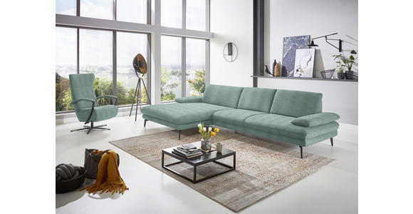 ECKSOFA in Chenille Mintgrün 180/310 cm - Schwarz/Mintgrün, Design, Textil/Metall (180/310cm) - Dieter Knoll