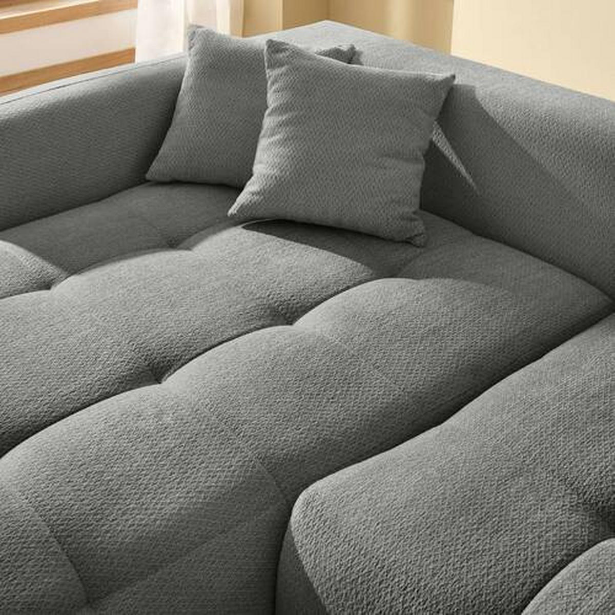 ECKSOFA Dunkelgrau Chenille  - Dunkelgrau/Schwarz, MODERN, Kunststoff/Textil (172/276cm) - Hom`in