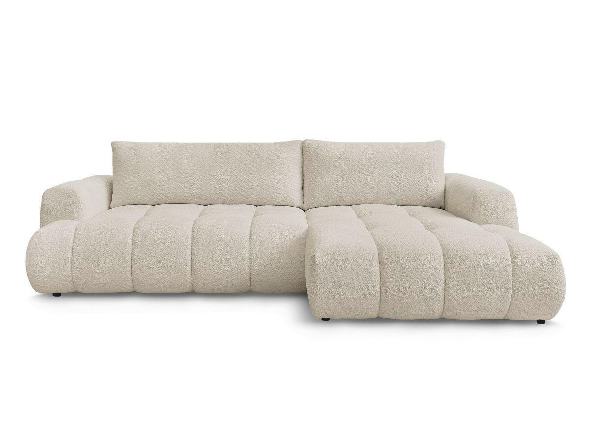 ECKSCHLAFSOFA FUJI Bouclé Beige  inkl.  - Beige/Schwarz, MODERN, Kunststoff/Textil (292/160cm)