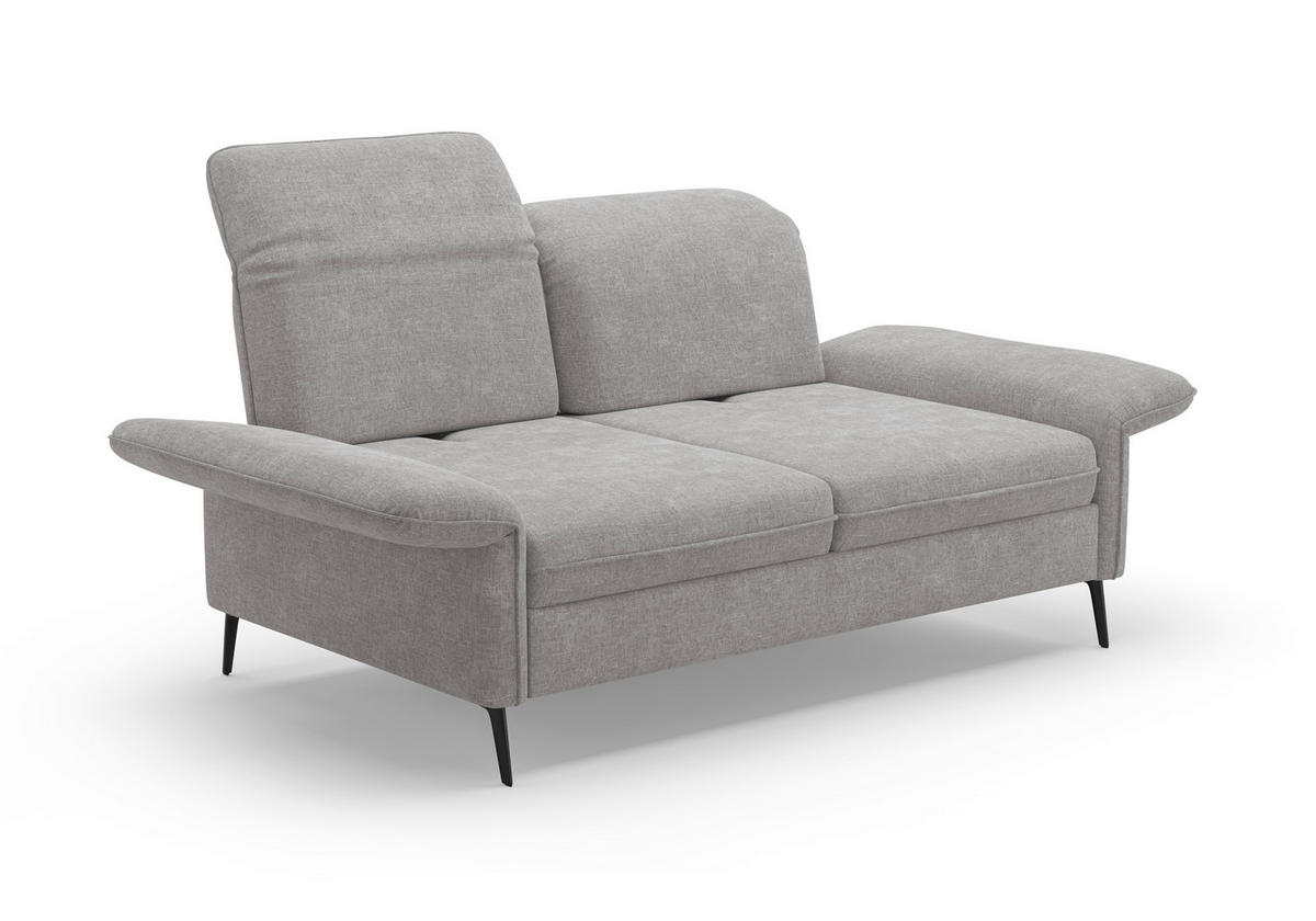 2,5-SITZER in Flachgewebe Hellgrau  - Hellgrau/Schwarz, KONVENTIONELL, Textil/Metall (189/92/123cm) - Sit & More