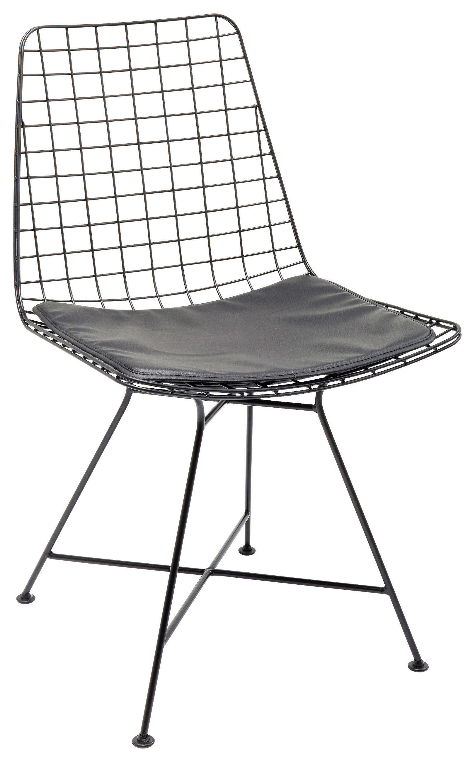 STUHL Lederlook Schwarz  - Schwarz, LIFESTYLE, Textil/Metall (47,5/85,5/54cm) - Kare-Design
