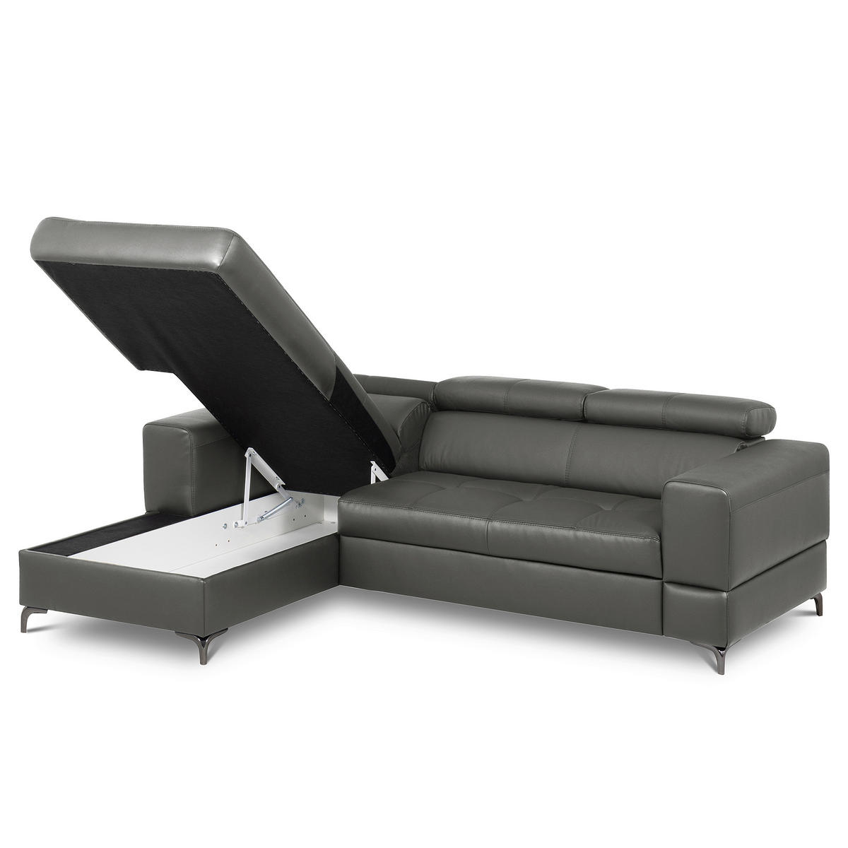 ECKSOFA  in Lederlook Echtleder Anthrazit  - Anthrazit/Schwarz, Design, Leder/Textil (173/247cm) - Livetastic