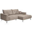 ECKSOFA Taupe Cord  - Taupe/Schwarz, KONVENTIONELL, Textil/Metall (250/185cm) - Carryhome