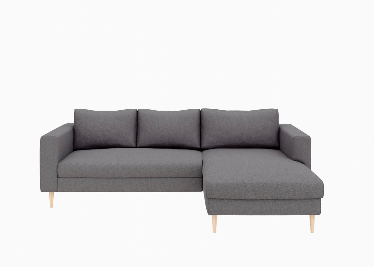 ECKSCHLAFSOFA  mit Rücken echt, Armteil links, Armteil rechts Struktur Anthrazit  - Anthrazit/Buchefarben, MODERN, Holz/Textil (232/161cm) - Trendmanufaktur