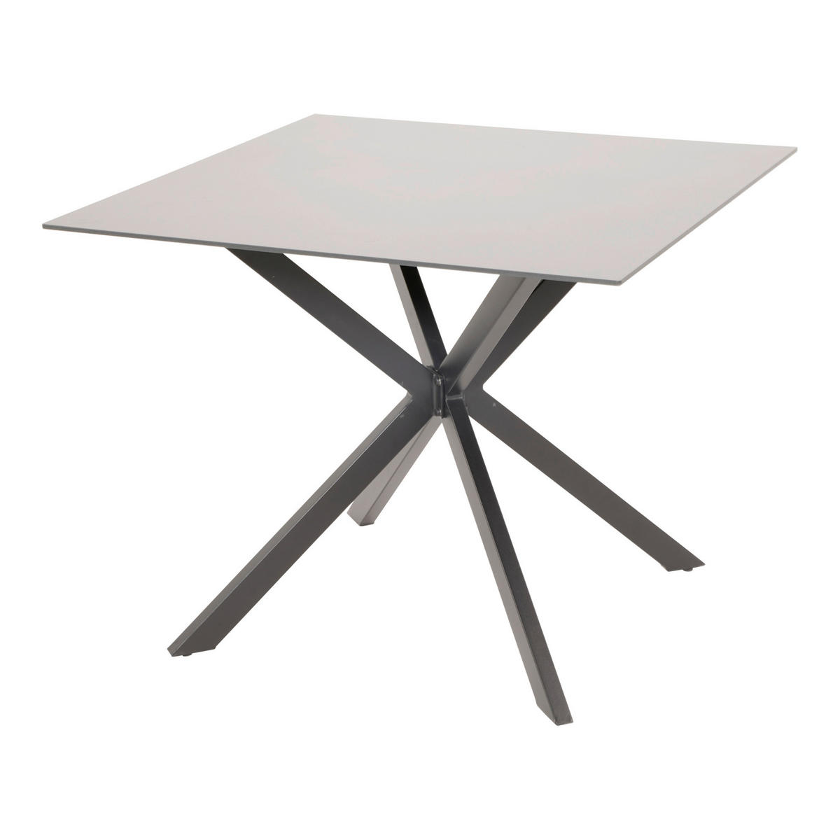 GARTENTISCH 90/90/73 cm Metall, Glas  - Schwarz/Grau, KONVENTIONELL, Glas/Metall (90/90/73cm) - Ambia Garden