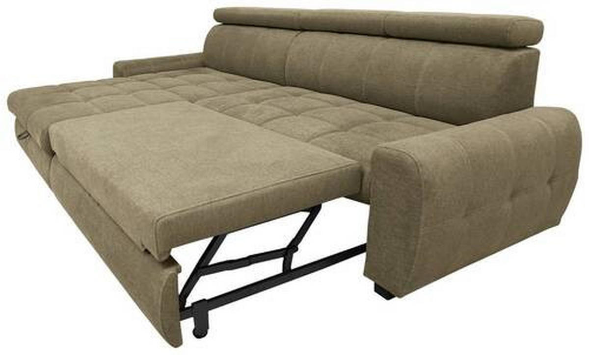 Wohnlandschaft inkl.Funktionen in Webstoff Taupe  173/276 cm  - Taupe/Schwarz, LIFESTYLE, Kunststoff/Textil (173/276cm) - Stylife