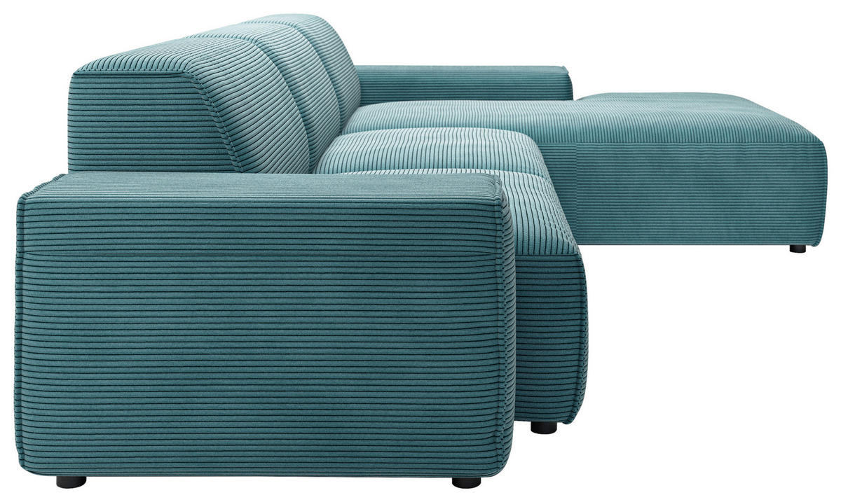 ECKSOFA in Cord Petrol  - Petrol/Schwarz, Design, Kunststoff/Textil (300/189cm) - Pure Home Lifestyle