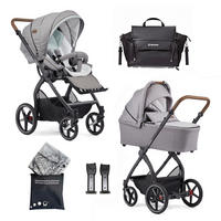 KINDERWAGENSET  FX4 Classic   - Hellgrau/Schwarz, Basics, Leder/Textil (57/129/100cm) - Gesslein