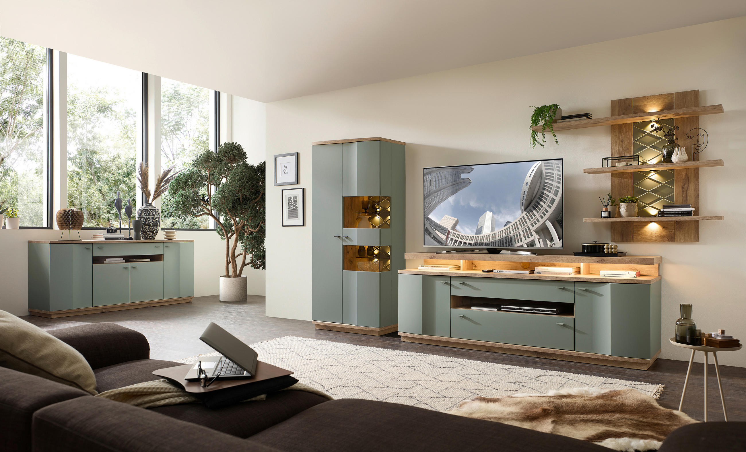 TV-AUFSATZ BERGAMO 200/15/40 cm - Eichefarben, Design, Holzwerkstoff (200/15/40cm) - Stylife