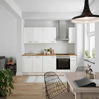 KÜCHENBLOCK Touch 240 cm  in Weiß, Eichefarben  - Edelstahlfarben/Eichefarben, MODERN, Holzwerkstoff/Metall (240cm) - Nobilia