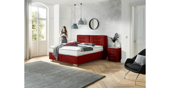 BOXSPRINGBETT 180/200 cm in Rot - Chromfarben/Rot, KONVENTIONELL, Textil (180/200cm) - Dieter Knoll