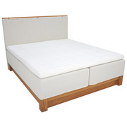 BOXSPRINGBETT 180/210 cm in Beige - Eichefarben/Beige, KONVENTIONELL, Holz/Textil (180/210cm) - Jensen