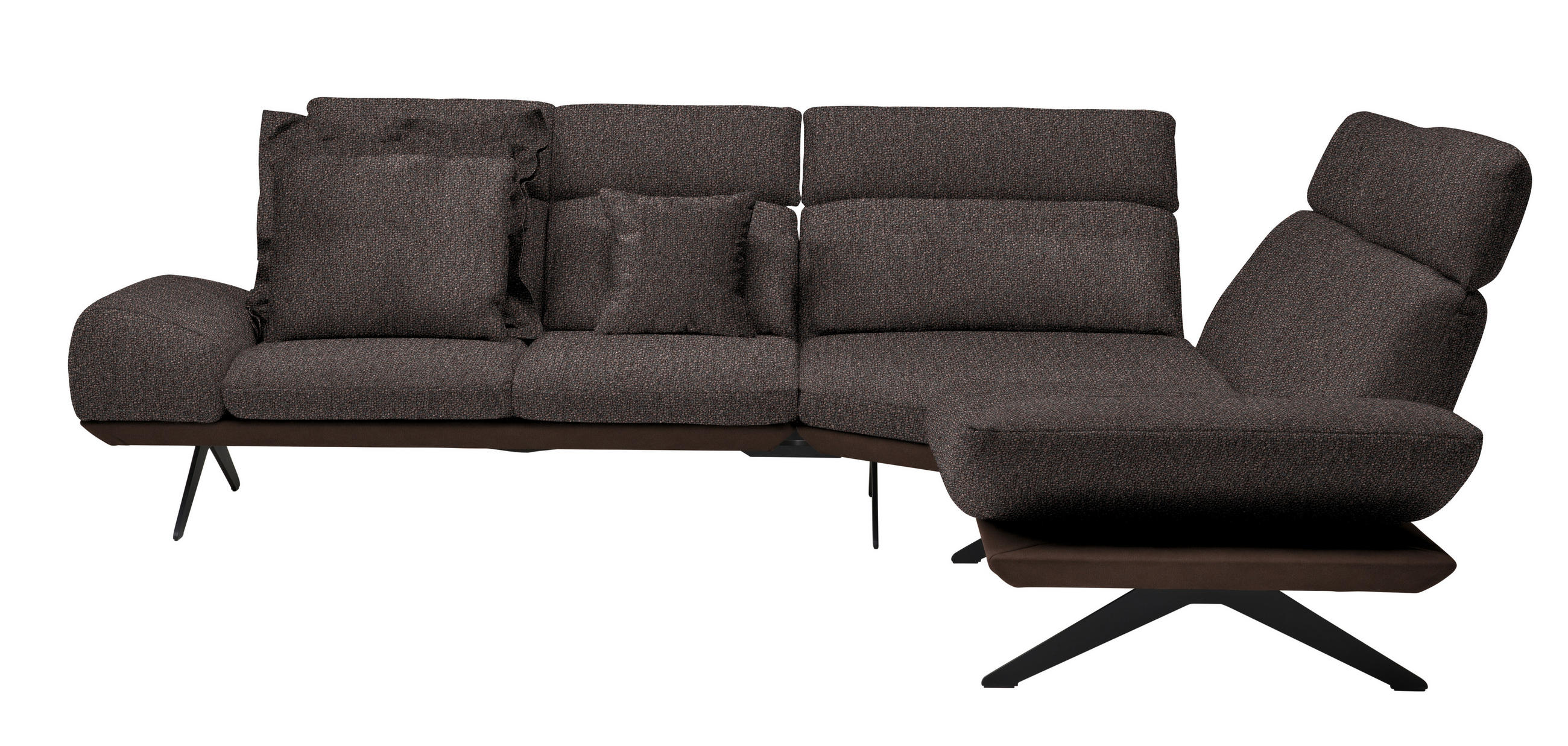 ECKSOFA in Flachgewebe Dunkelbraun  270/239 cm  - Dunkelbraun/Schwarz, Design, Textil/Metall (270/239cm) - Koinor