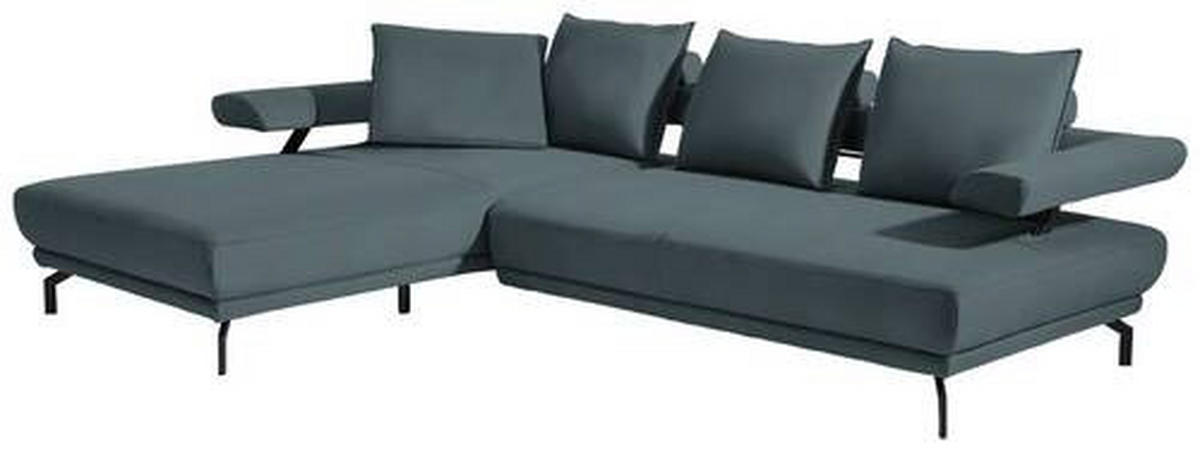 ECKSOFA in Mikrofaser Blau  - Blau/Schwarz, Design, Textil/Metall (224/305cm) - Dieter Knoll