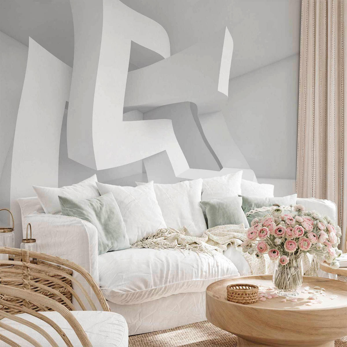 FOTOTAPETE  - Grauweiß/Weiß, LIFESTYLE, Textil (300/210cm) - artgeist