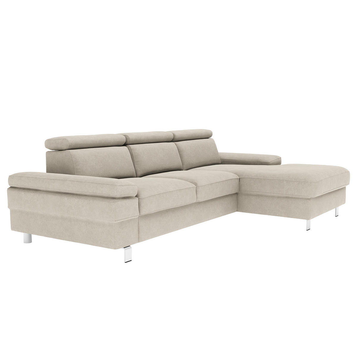 ECKSOFA in Mikrofaser Silberfarben  - Silberfarben, Konventionell, Textil/Metall (182/82/260cm) - Trendmanufaktur