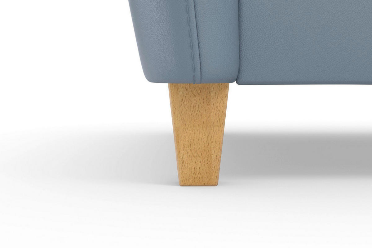 2-SITZER-SOFA PALMERA E Graublau Echtleder  - Graublau/Eichefarben, Basics, Leder/Holz (149/89/89cm) - Sit & More