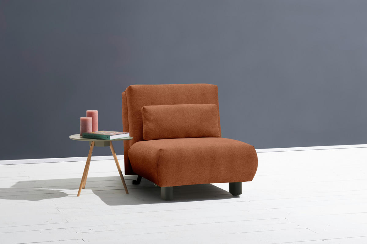 SCHLAFSESSEL Flachgewebe Terracotta    - Terracotta/Schwarz, KONVENTIONELL, Textil/Metall (90/85/100cm) - Carryhome