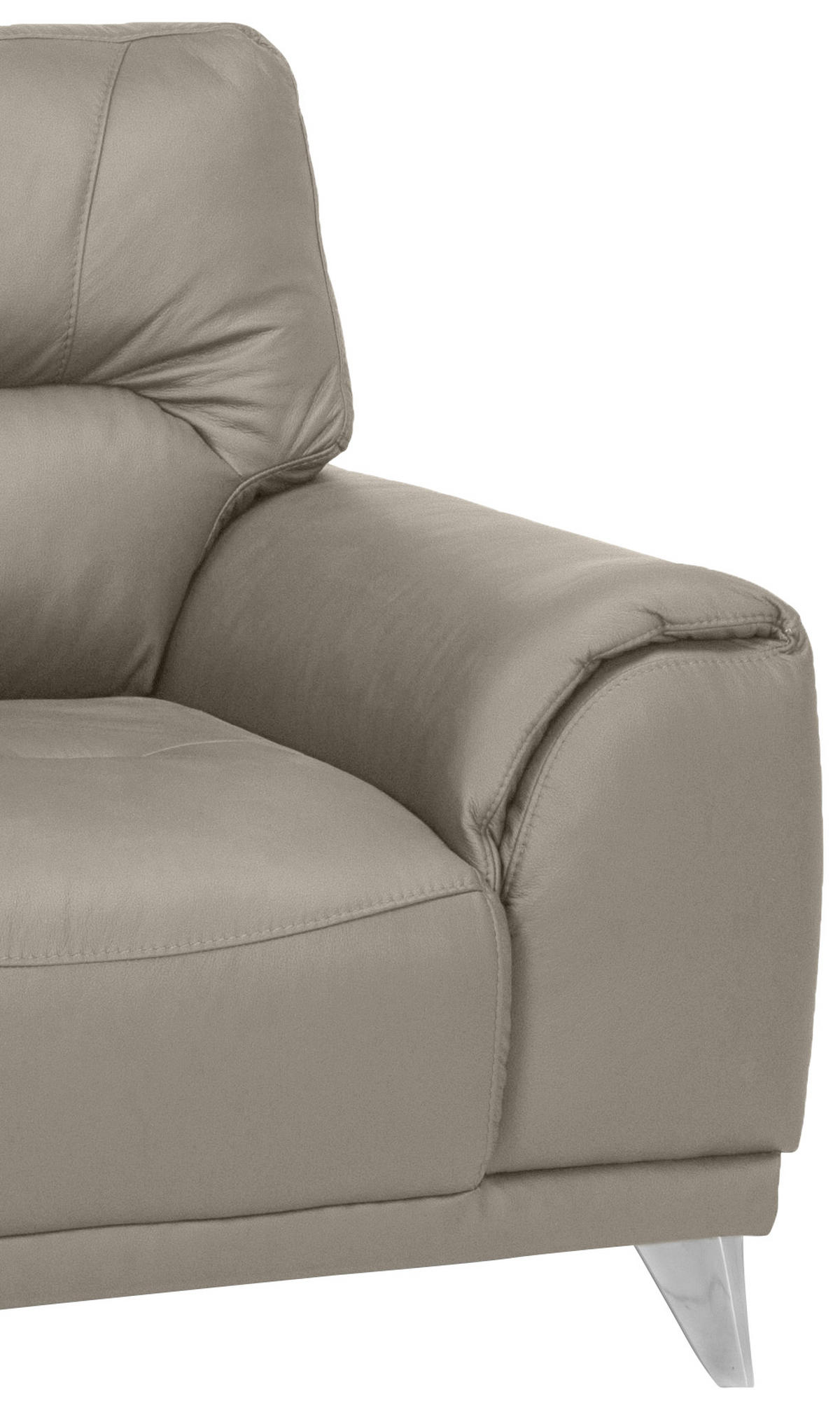 FERNSEHSESSEL in Lederlook Sandfarben  - Sandfarben/Chromfarben, Modern, Textil/Metall (112/92/96cm) - MID.YOU