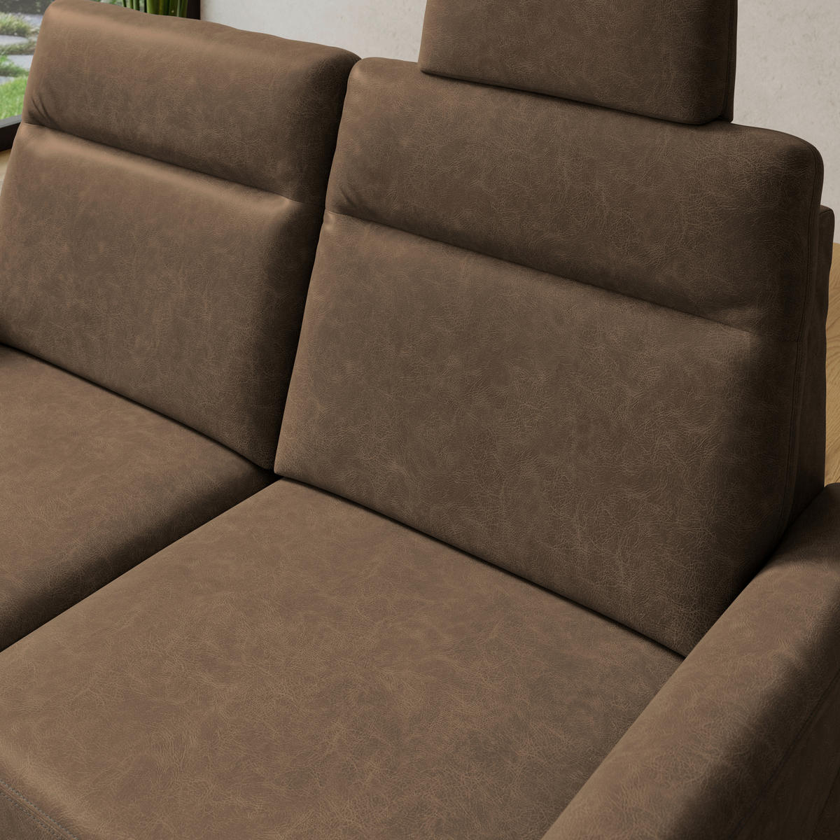 2,5-SITZER Mikrofaser Braun  - Schwarz/Braun, Konventionell, Kunststoff/Textil (170/99/91cm) - Elegando