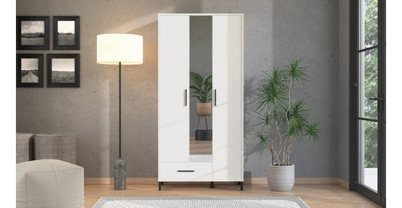 GARDEROBENSCHRANK  in 93/192,5/40 cm  - Schwarz/Weiß, Basics, Glas/Holzwerkstoff (93/192,5/40cm) - Carryhome