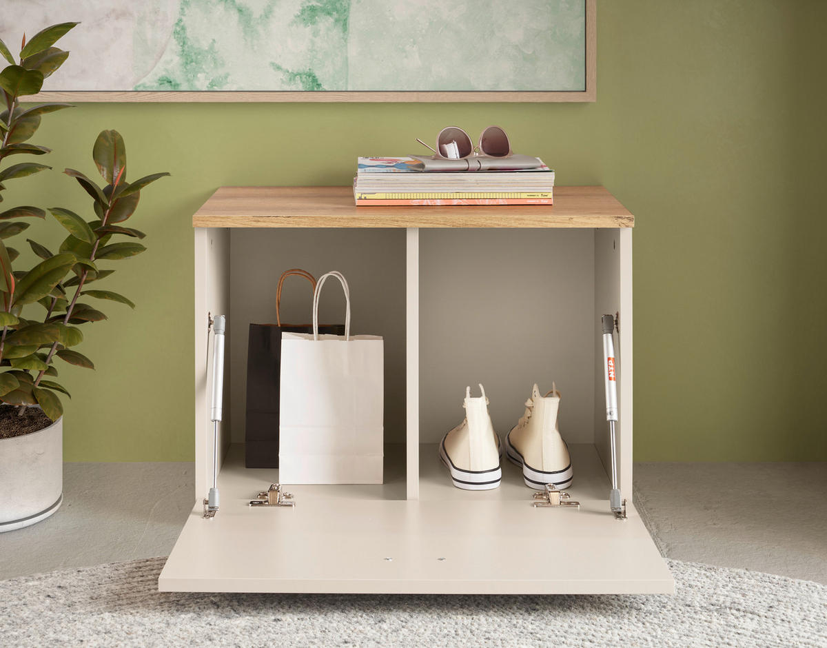GARDEROBNA KLOP barve hrasta, kašmir - kašmir/črna, Basics, umetna masa/leseni material (60/43/38cm) - Xora