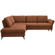 ECKSOFA in Bouclé Cognac  - Cognac/Schwarz, Natur, Textil/Metall (233/288cm) - Valnatura