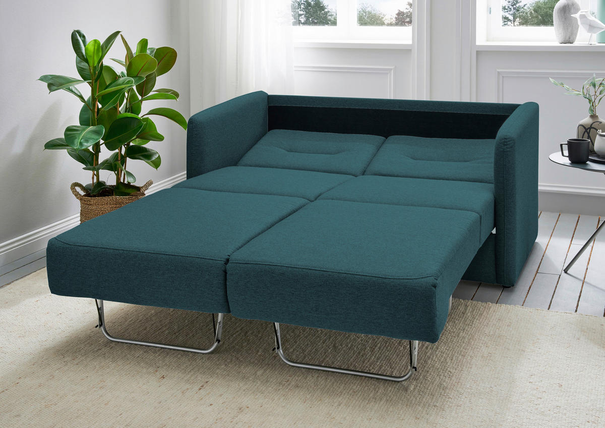 SCHLAFSOFA in Mikrofaser Blau  - Blau/Schwarz, KONVENTIONELL, Kunststoff/Textil (147/89/87cm) - Livetastic