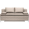 BOXSPRINGSOFA in Flachgewebe Sandfarben  - Sandfarben/Chromfarben, Design, Textil/Metall (200/93/107cm) - Novel