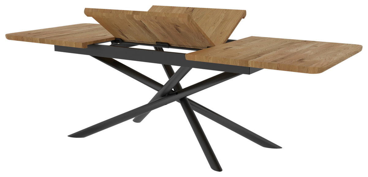 AUSZIEHTISCH in Holz 160 (240)/90/75 cm  - Wildeiche/Schwarz, Basics, Holz/Metall (160 (240)/90/75cm) - Linea Natura