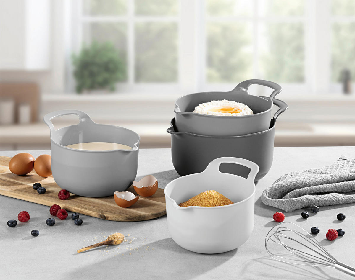 SCHÜSSELSET GOURMETmaxx 4-teilig  - Grau, Basics, Kunststoff (21/15/21cm) - GOURMETMAXX