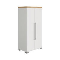 BABYKLEIDERSCHRANK Kira Eiche Nebraska/Kreideweiß Weiß, Eichefarben  - Eichefarben/Silberfarben, Basics, Holzwerkstoff/Metall (94,8 /193,1/55,6cm) - Paidi