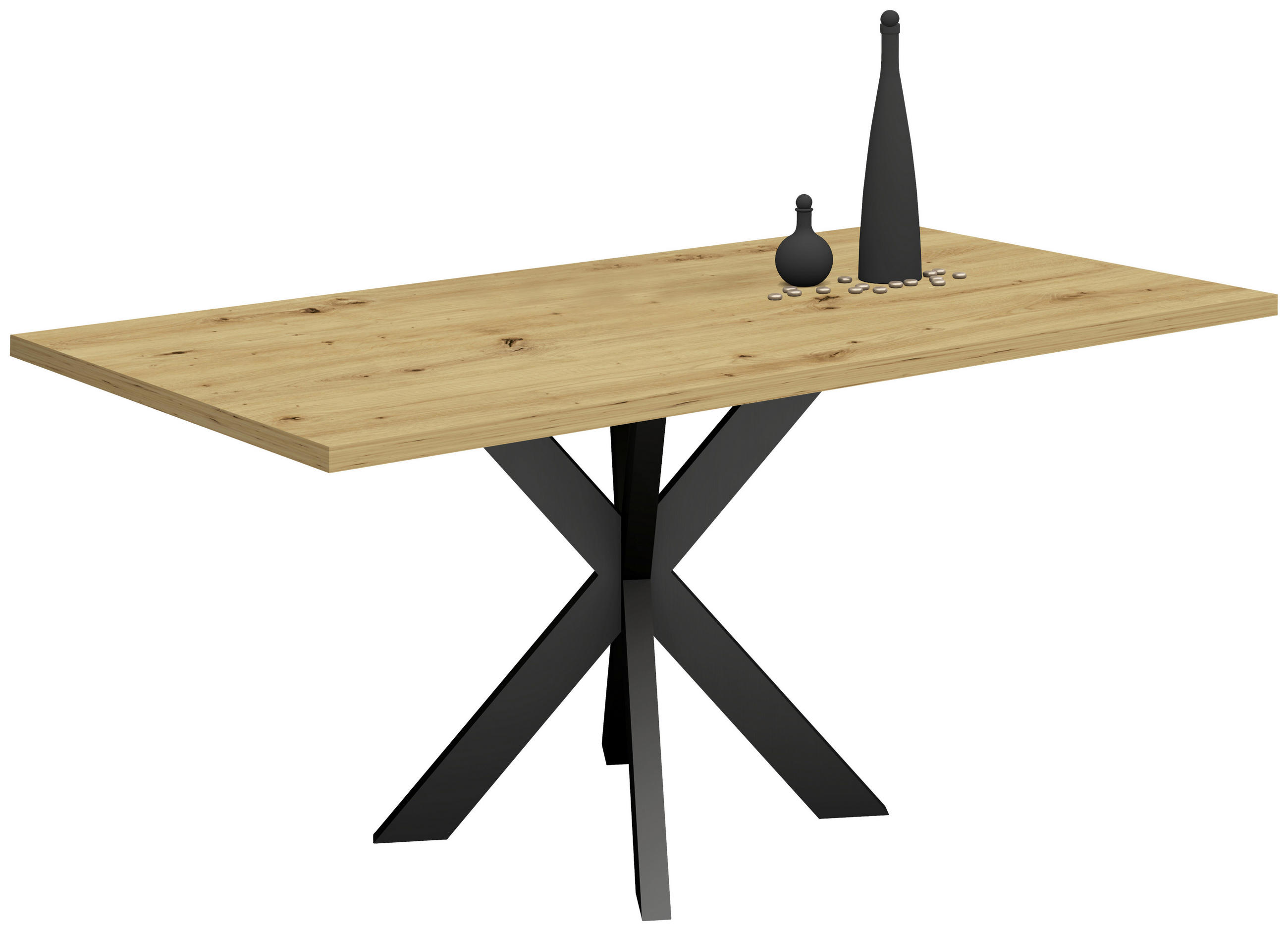 ESSTISCH rechteckig Schwarz, Eichefarben  - Eichefarben/Schwarz, MODERN, Holzwerkstoff/Metall (140/90/78cm) - Livetastic