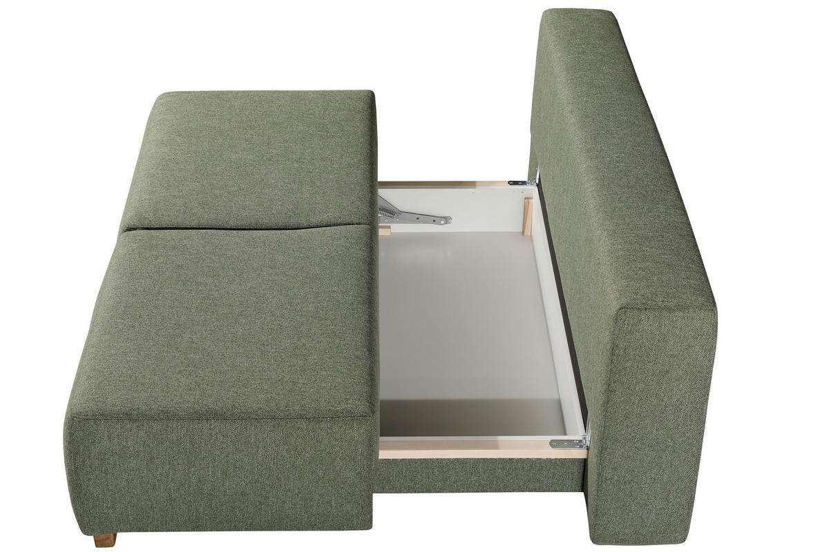 BOXSPRINGSOFA in Grün  - Naturfarben/Grün, Modern, Holz/Textil (205/93/108cm) - Novel