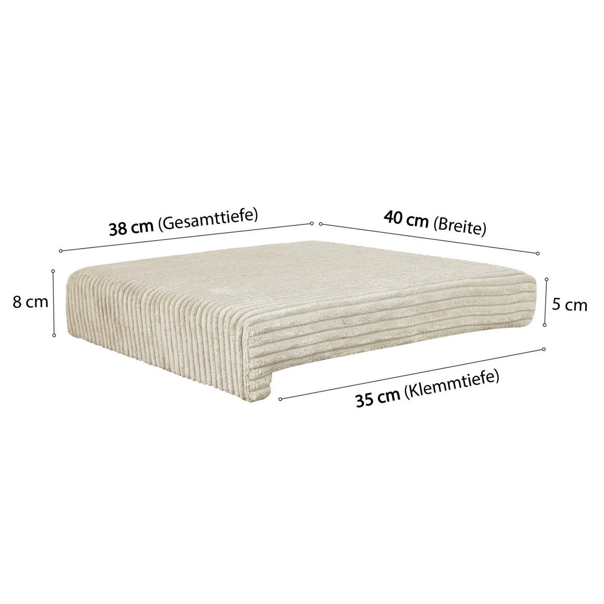 KLEMMKISSEN 2er Set 40/35/38/5/8 cm    - Beige, Basics, Textil (40/35/38/5/8cm)