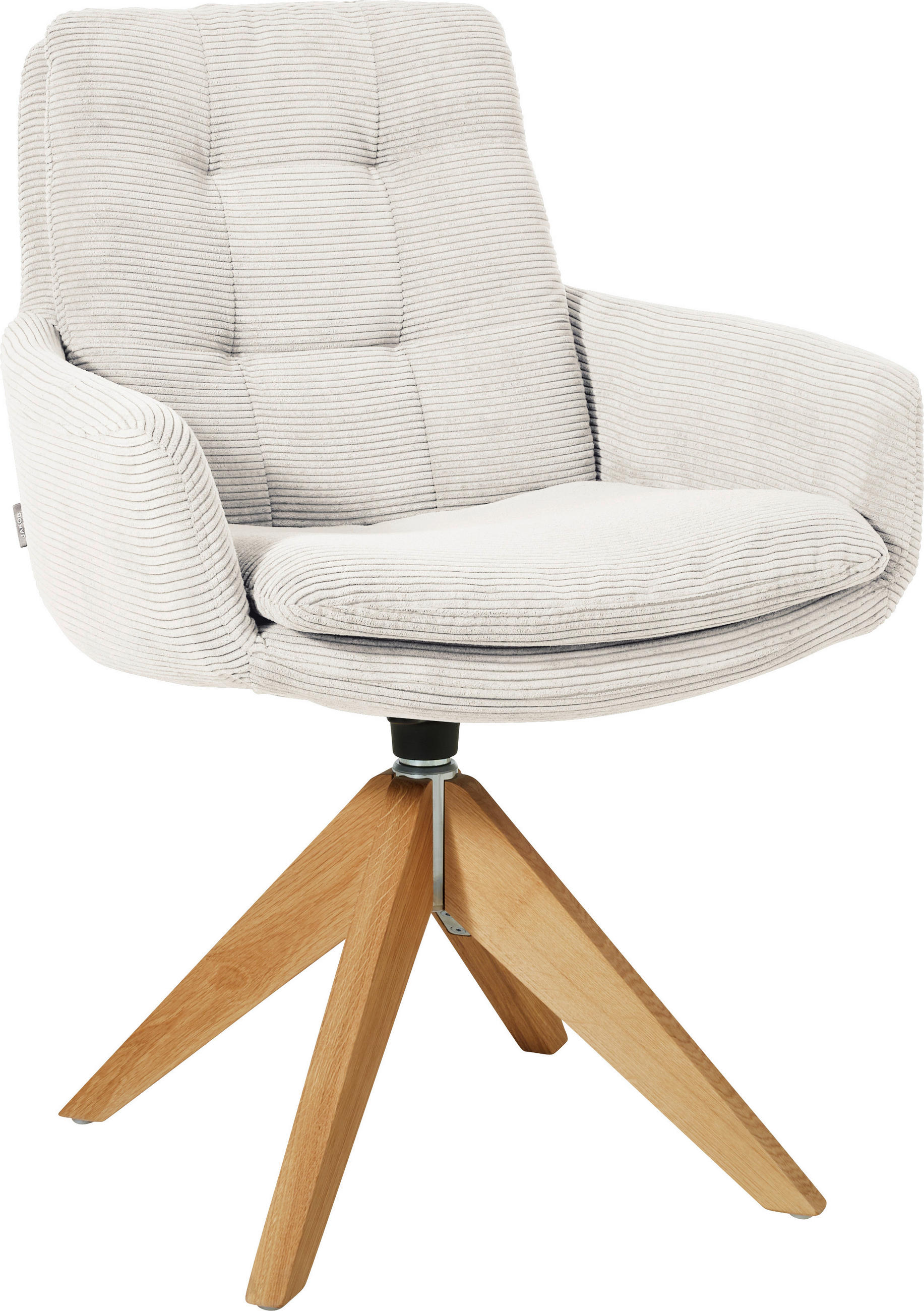 ARMLEHNSTUHL  in Cord  - Eichefarben/Weiß, Design, Holz/Textil (63/90/69cm) - Johann Jakob