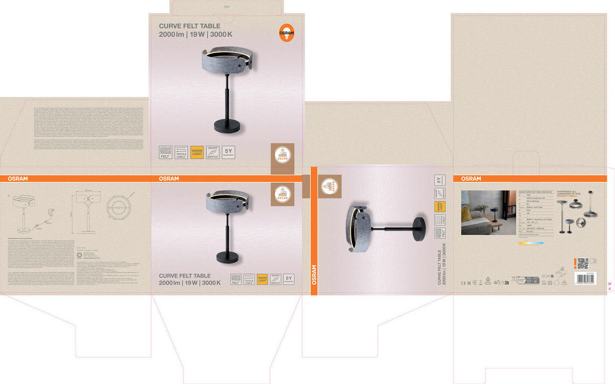 LED-TISCHLEUCHTE 27/43 cm   - Dunkelgrau, Basics, Kunststoff/Textil (27/43cm) - Osram