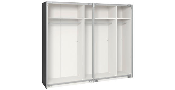 SCHWEBETÜRENSCHRANK in Anthrazit, Schwarz - Edelstahlfarben/Anthrazit, Design, Glas/Holzwerkstoff (253/215/65cm) - Carryhome
