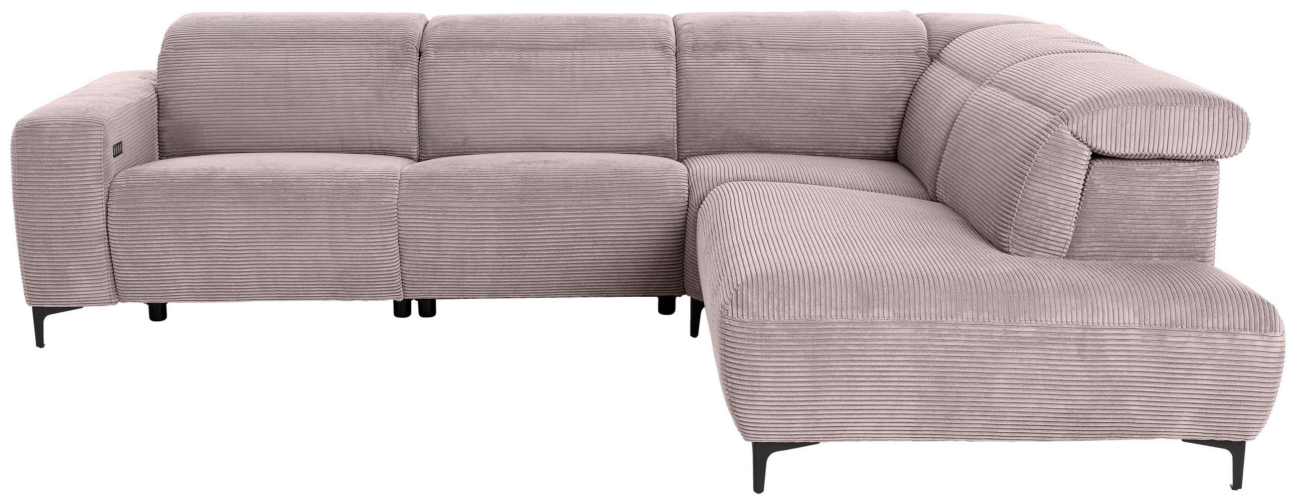ECKSOFA Rosa Cord  - Schwarz/Rosa, Design, Textil (290/223cm) - Pure Home Lifestyle