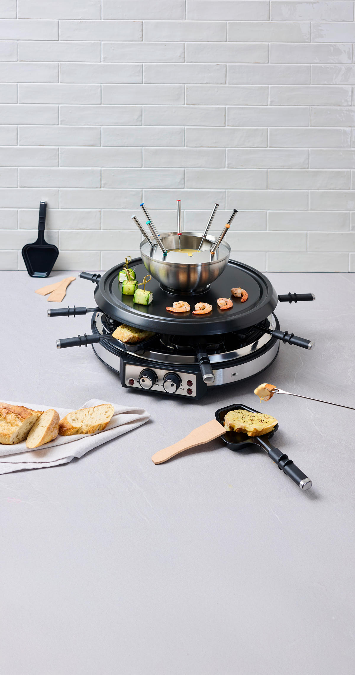 RACLETTE GRILLSÜTŐ - nemesacélszínű/fekete, Konventionell, műanyag/fa (41/28cm) - Homeware Profession.
