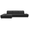 ECKSOFA in Echtleder Graphitfarben  - Silberfarben/Graphitfarben, Design, Leder/Metall (200/315cm) - Chilliano