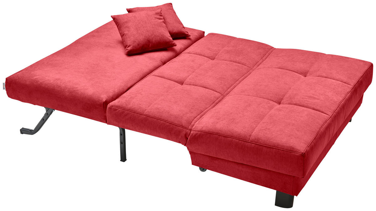 SCHLAFSOFA Mikrovelours Rot  - Rot/Schwarz, KONVENTIONELL, Textil/Metall (145/85/100cm) - Carryhome