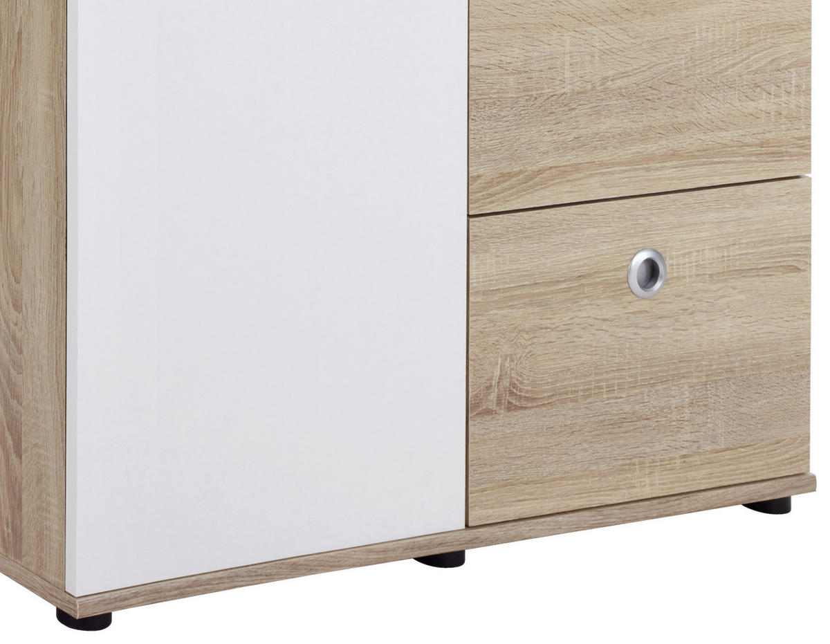OMARA S KLASIČNIMI VRATI, bela, hrast sonoma  - bela/barve aluminija, Konvencionalno, umetna masa/leseni material (90/191/53cm) - MID.YOU