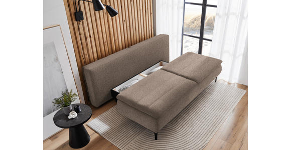 BOXSPRINGSOFA in Webstoff Hellbraun - Hellbraun/Schwarz, KONVENTIONELL, Textil/Metall (204/93/100cm) - Novel