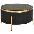 COUCHTISCH Mangoholz vollmassiv 80/80/45 cm rund Schwarz, Goldfarben  - Goldfarben/Schwarz, Design, Holz/Stein (80/80/45cm) - Landscape
