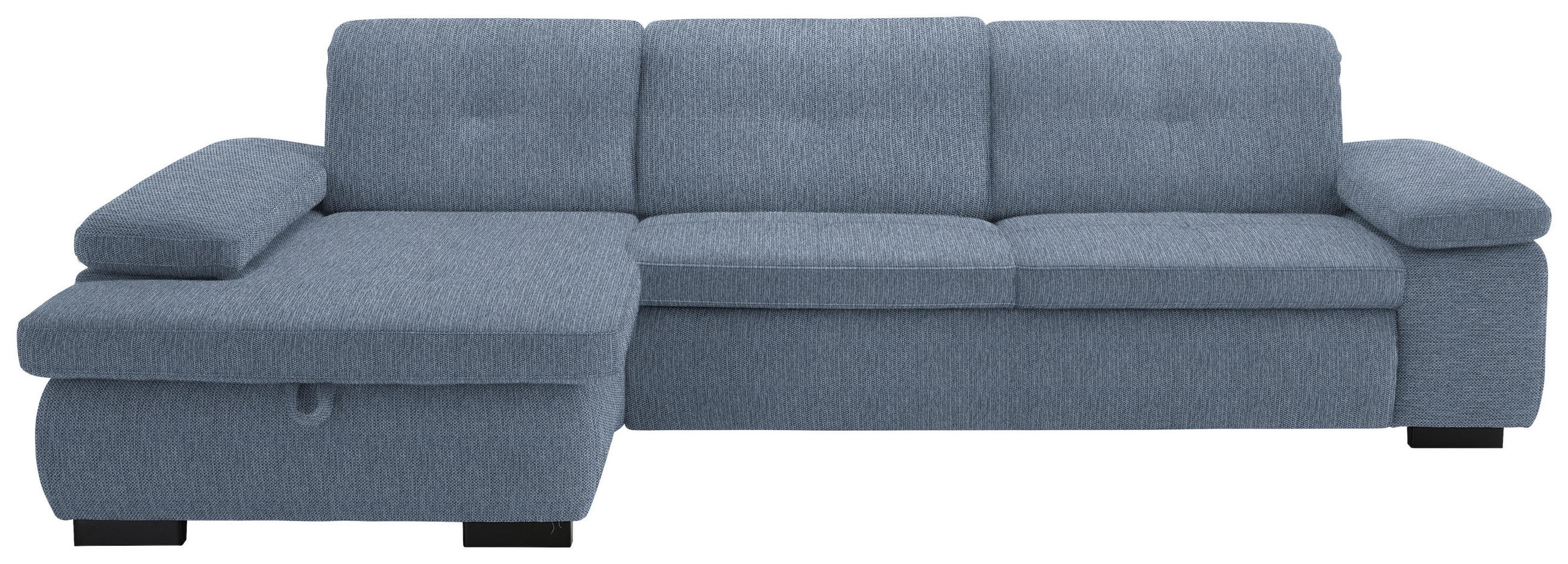 ECKSOFA in Flachgewebe Blau  - Blau/Schwarz, Design, Textil/Metall (174/297cm) - Beldomo Style